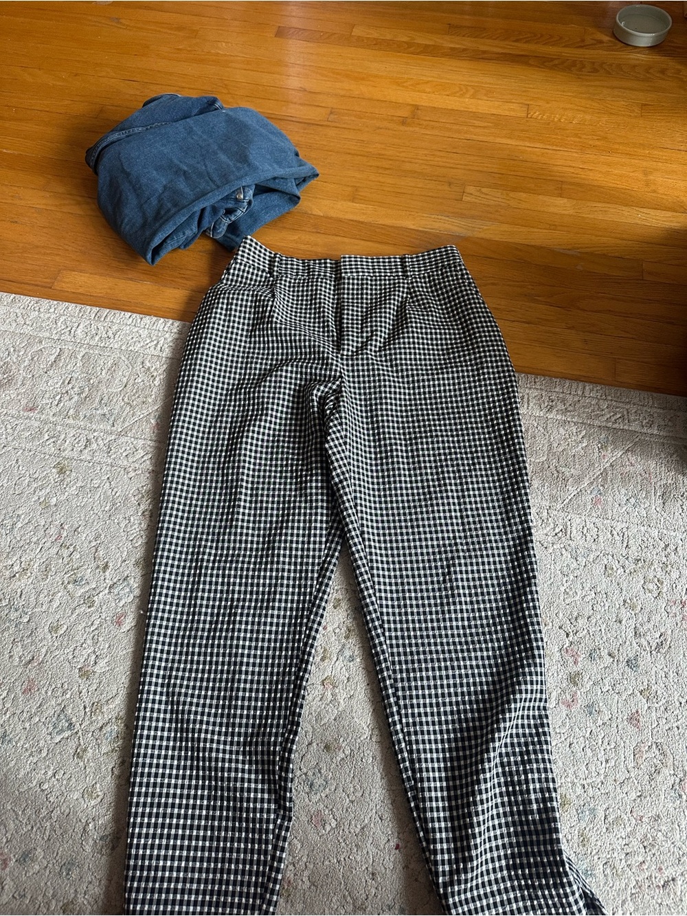 Zara Gingham Straight-Leg Pants Black & White Size EU 40 / USA MEX 30